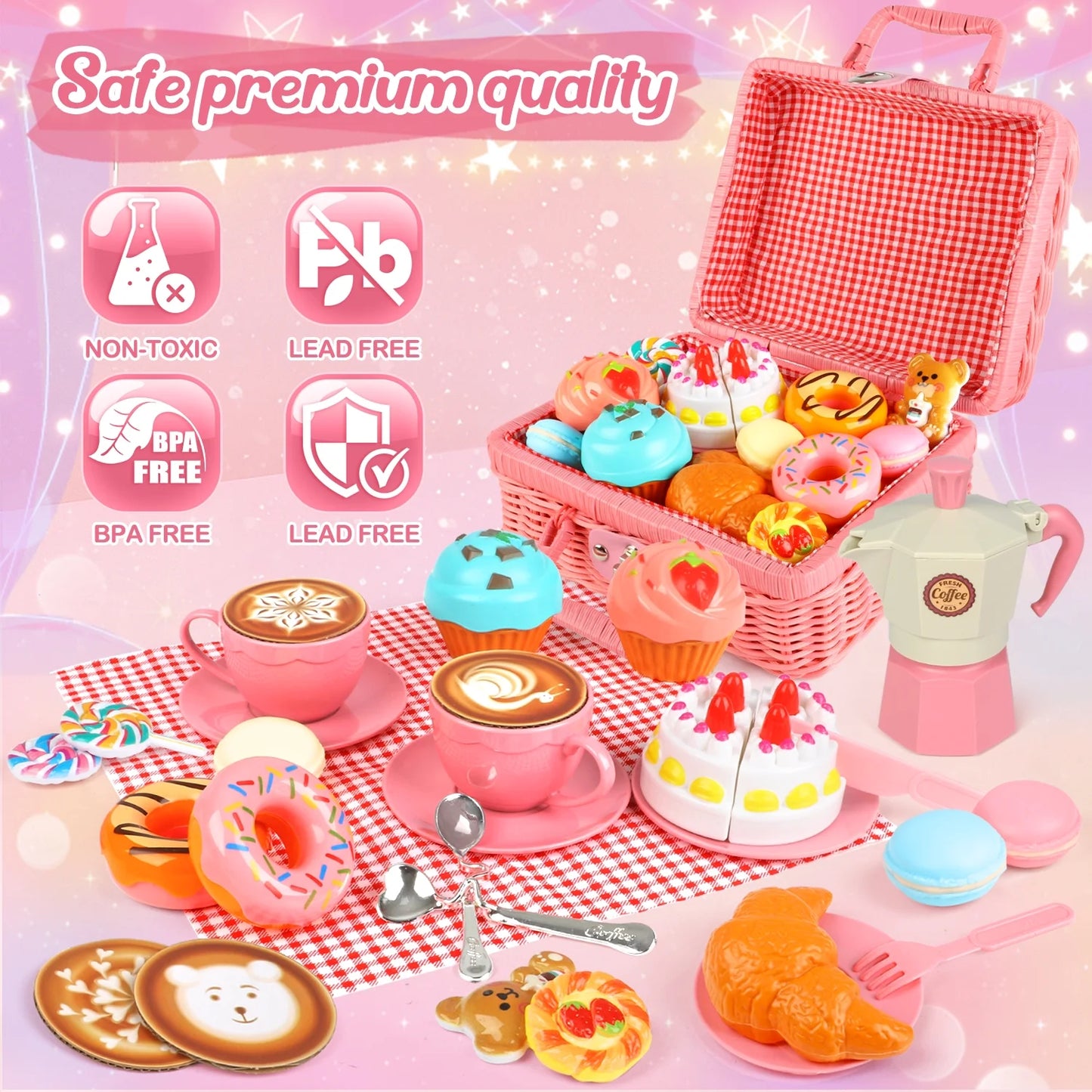 30PCS Toys for Girls Ages 3-6 Years, Tea Party Set for Little Girls Toys, Play Kitchen Toy Gifts for Kids, Christmas Birthday Gift for Toddlers Girls Age 3 4 5 6+