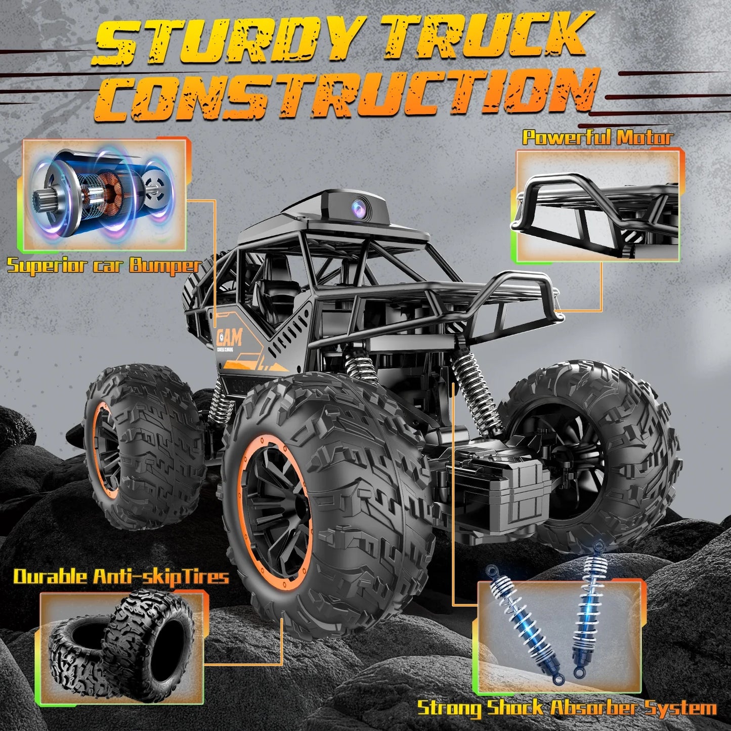 RC Car Toys for Boys, 1:18 Remote Control Car with 1080P HD Camera, 4WD RC Monster Truck, 2.4 Ghz Alloy Car Toy for Kids Boys Teens Adults Birthday Christmas Gifts, Black