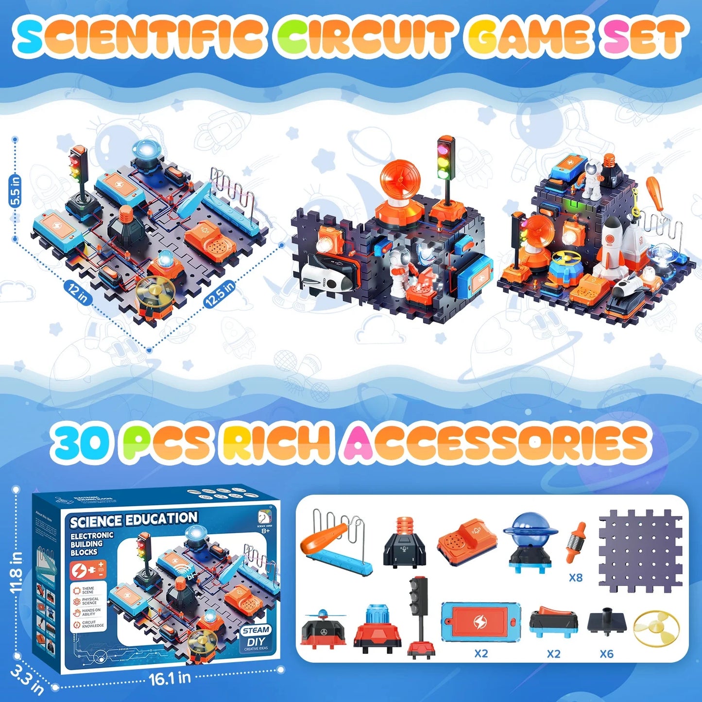 Electronic Circuits Kit for Kids 8-12, Electrical Board Engineering Set, Science Circuits Exploration Toys for Boys with 128 projects, STEM Kit Educational Toy Gifts for Kids Boys Girls Ages 4-8