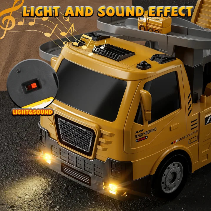Construction Truck Toys for Boys 3-6 Years, Kids Excavator Crane Truck Toy W/Track, Sound & Light, Birthday & Christmas Gifts for 3 4 5 6 7 8 Years Old Boys Kids Toddlers