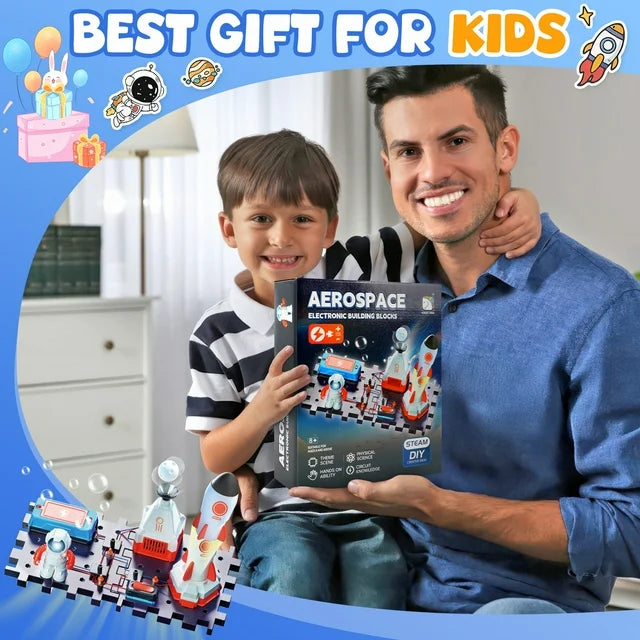 Science Kits for Kids age 8-12,Space Aerospace Experiment Set, DIY Electronics Exploration Kit with 15 Circuit Parts, STEM Educational Toy Gifts for Kids Boys Girls Ages 5 6 7 8