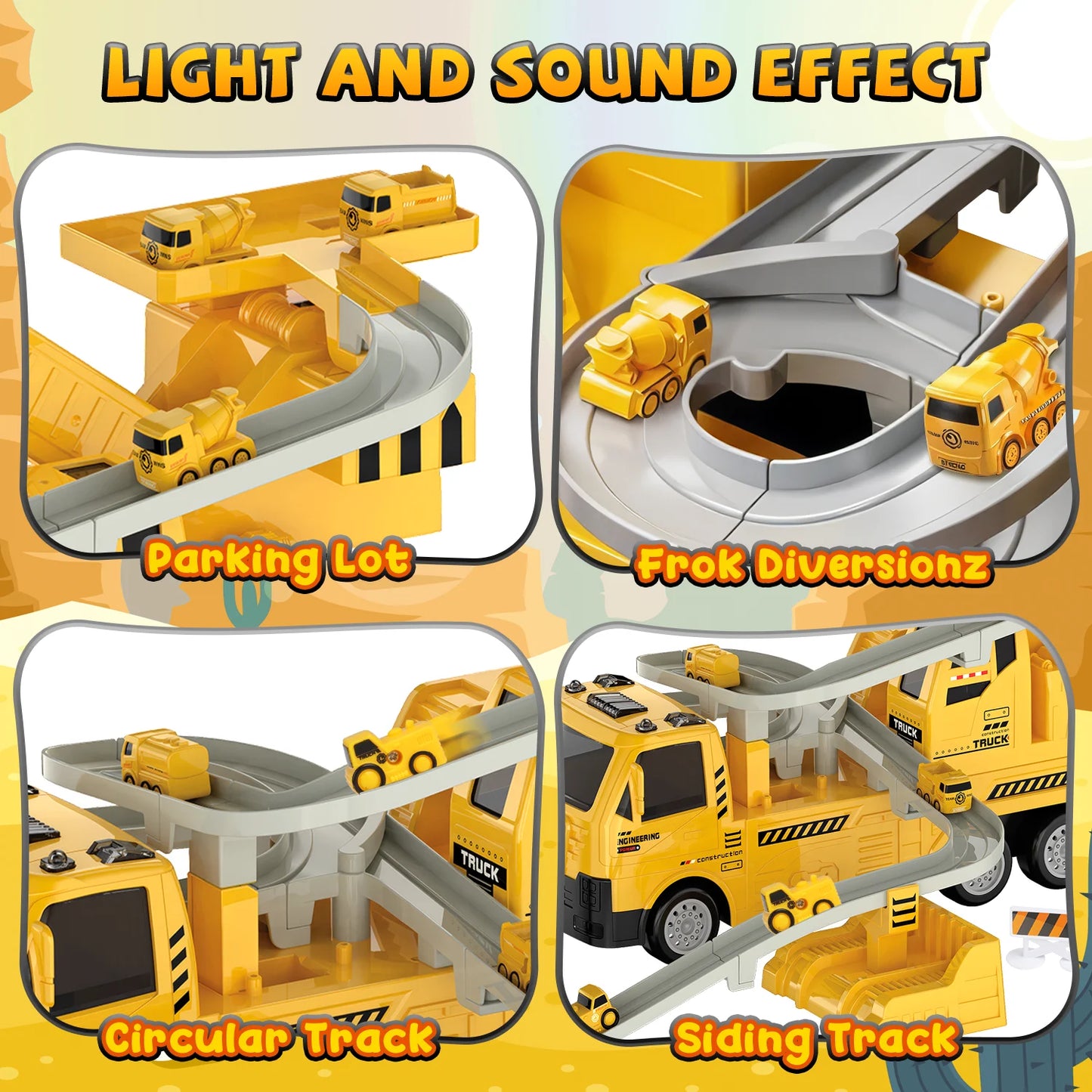 Construction Truck Toys for Boys 3-6 Years, Kids Excavator Crane Truck Toy W/Track, Sound & Light, Birthday & Christmas Gifts for 3 4 5 6 7 8 Years Old Boys Kids Toddlers
