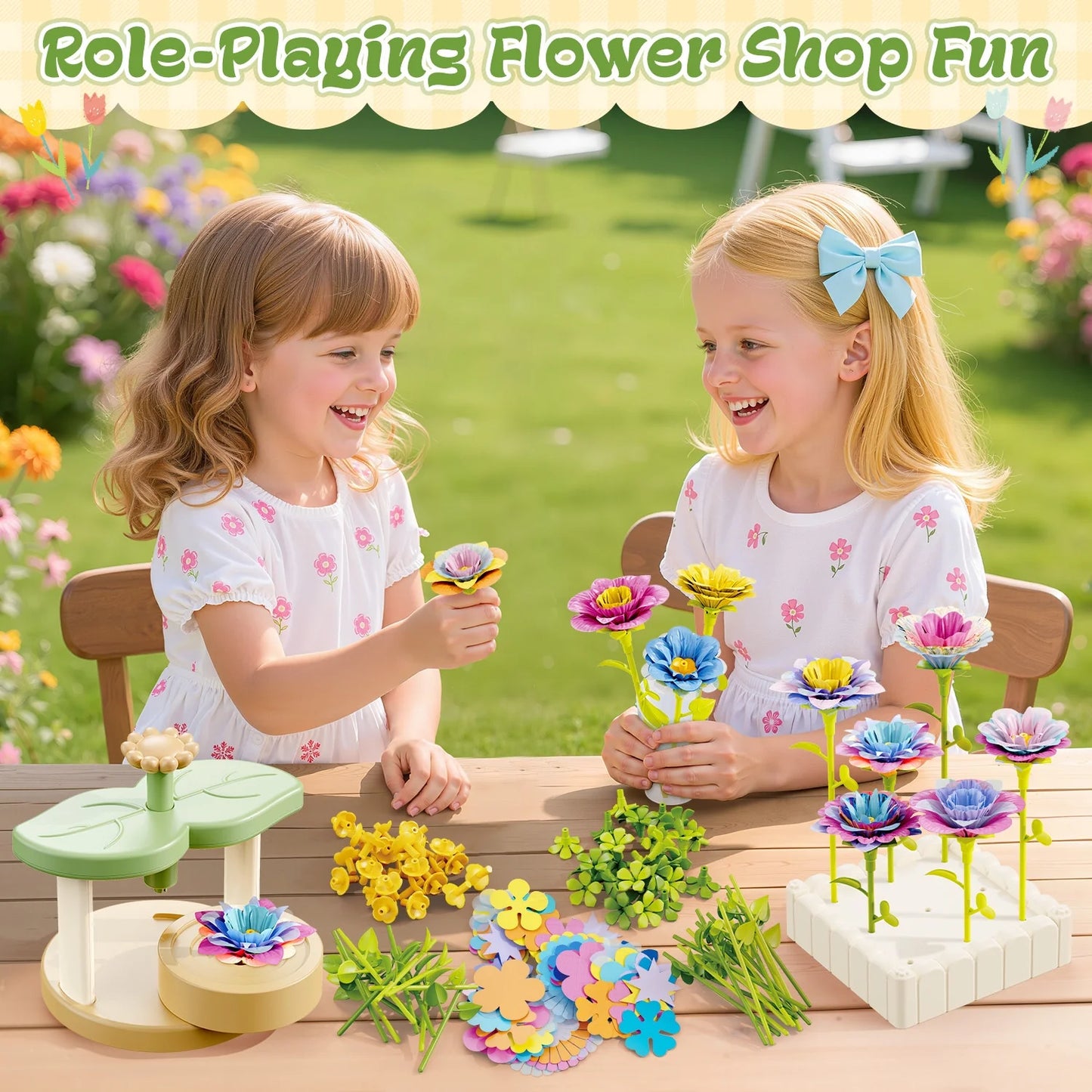 189PCS Flower Bouquets Toys, DIY Arts Crafts for Kids/Girls Ages 4-8 8-12, Fabric Flower Bouquet Kit, Educational Activity Kids Toys for 4 5 6 7 8 Year Old Toddler Girls Christmas Birthday Gift.