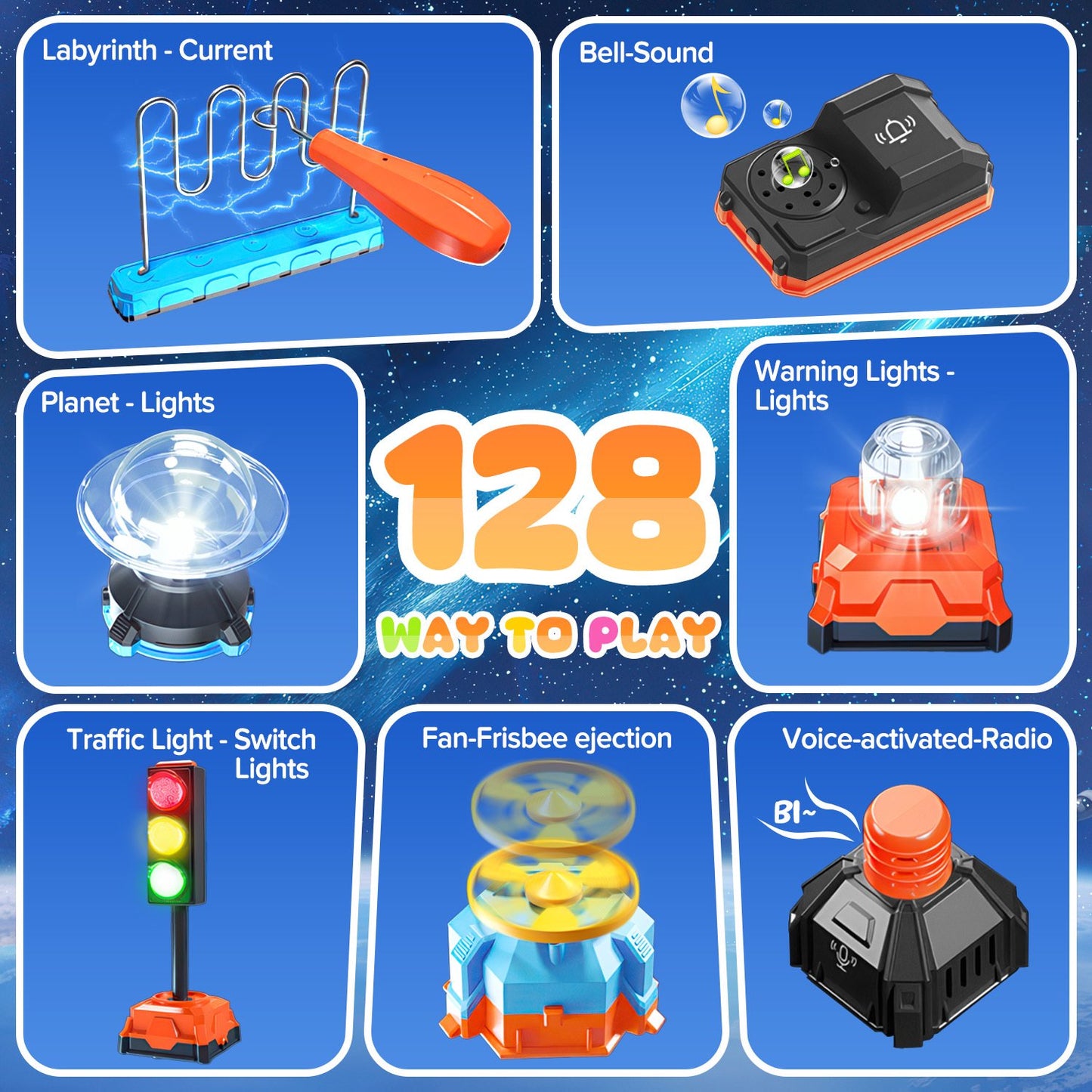 Electronic Circuits Kit for Kids 8-12, Electrical Board Engineering Set, Science Circuits Exploration Toys for Boys with 128 projects, STEM Kit Educational Toy Gifts for Kids Boys Girls Ages 4-8