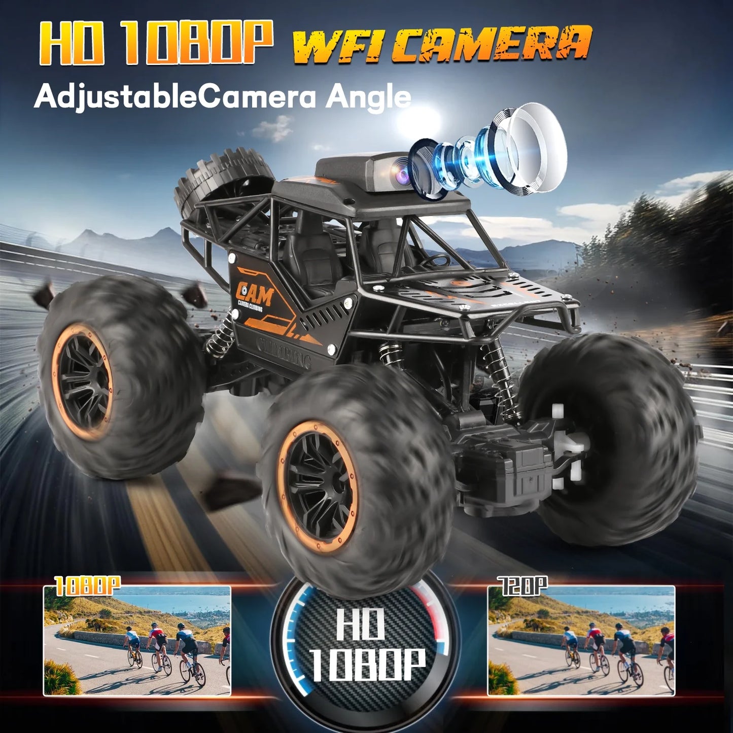 RC Car Toys for Boys, 1:18 Remote Control Car with 1080P HD Camera, 4WD RC Monster Truck, 2.4 Ghz Alloy Car Toy for Kids Boys Teens Adults Birthday Christmas Gifts, Black