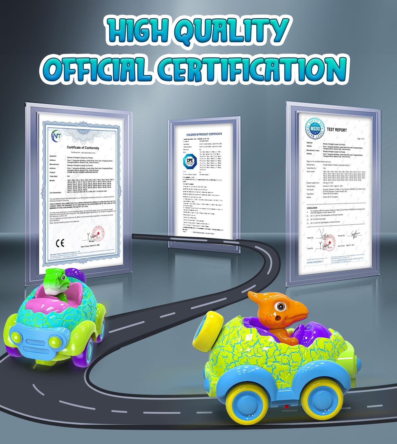 Remote Control Car for Toddlers, Rechargeable Dinosaur Chasers RC Cars for Toddler Toys, with Lights & Music, Christmas Kids Gift for Ages 2 3 4 5 6 Year Old Boys Girls, Green