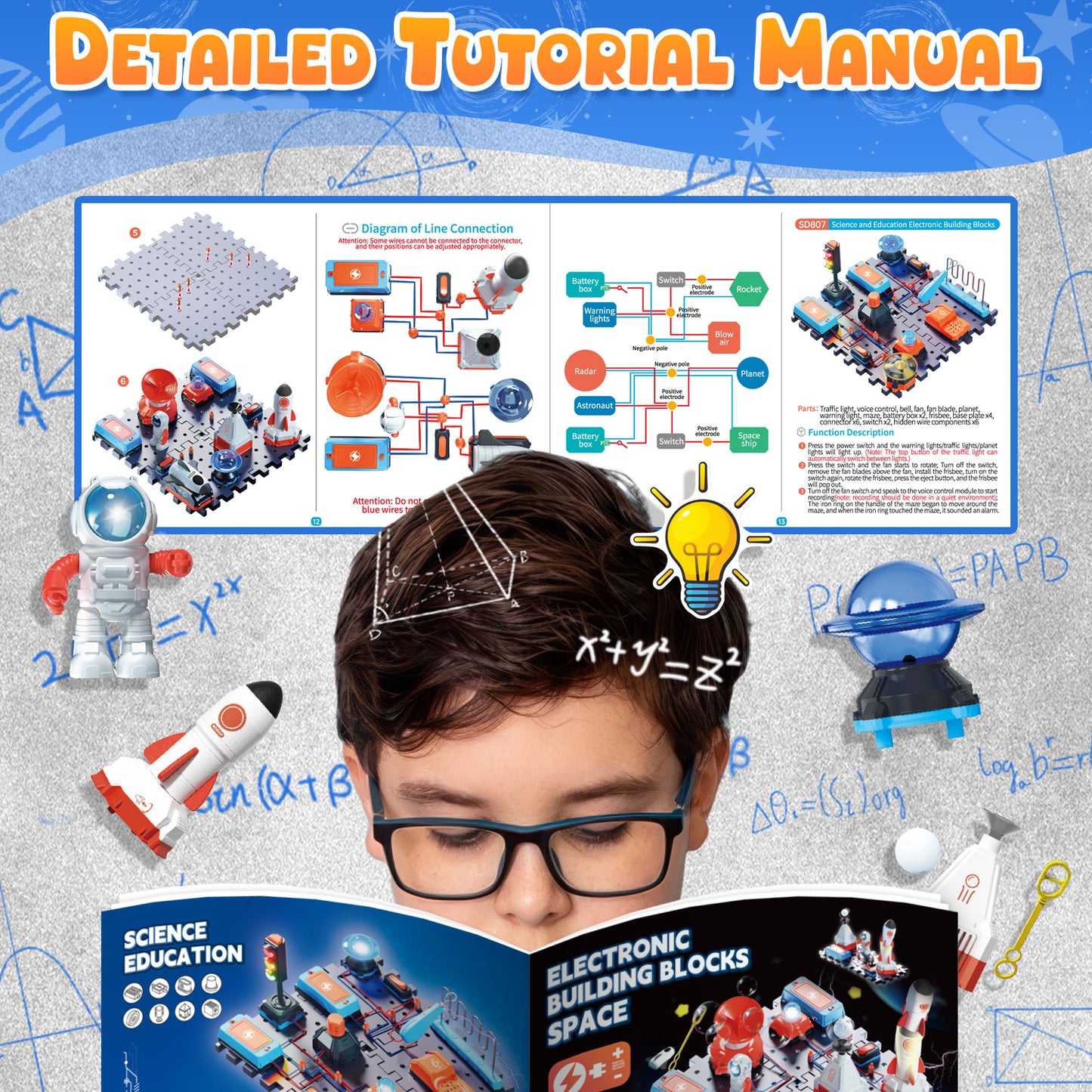 Science Kits for Kids 8-12, Space Aerospace Experiment Set, STEM Electronics Exploration Kit with 128 Projects, 30 Circuit Parts, Educational Learning Toy Gifts for Kids Boys Girls Ages 5 - 7