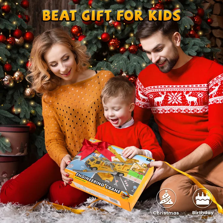 Construction Truck Toys for Boys 3-6 Years, Kids Excavator Crane Truck Toy W/Track, Sound & Light, Birthday & Christmas Gifts for 3 4 5 6 7 8 Years Old Boys Kids Toddlers