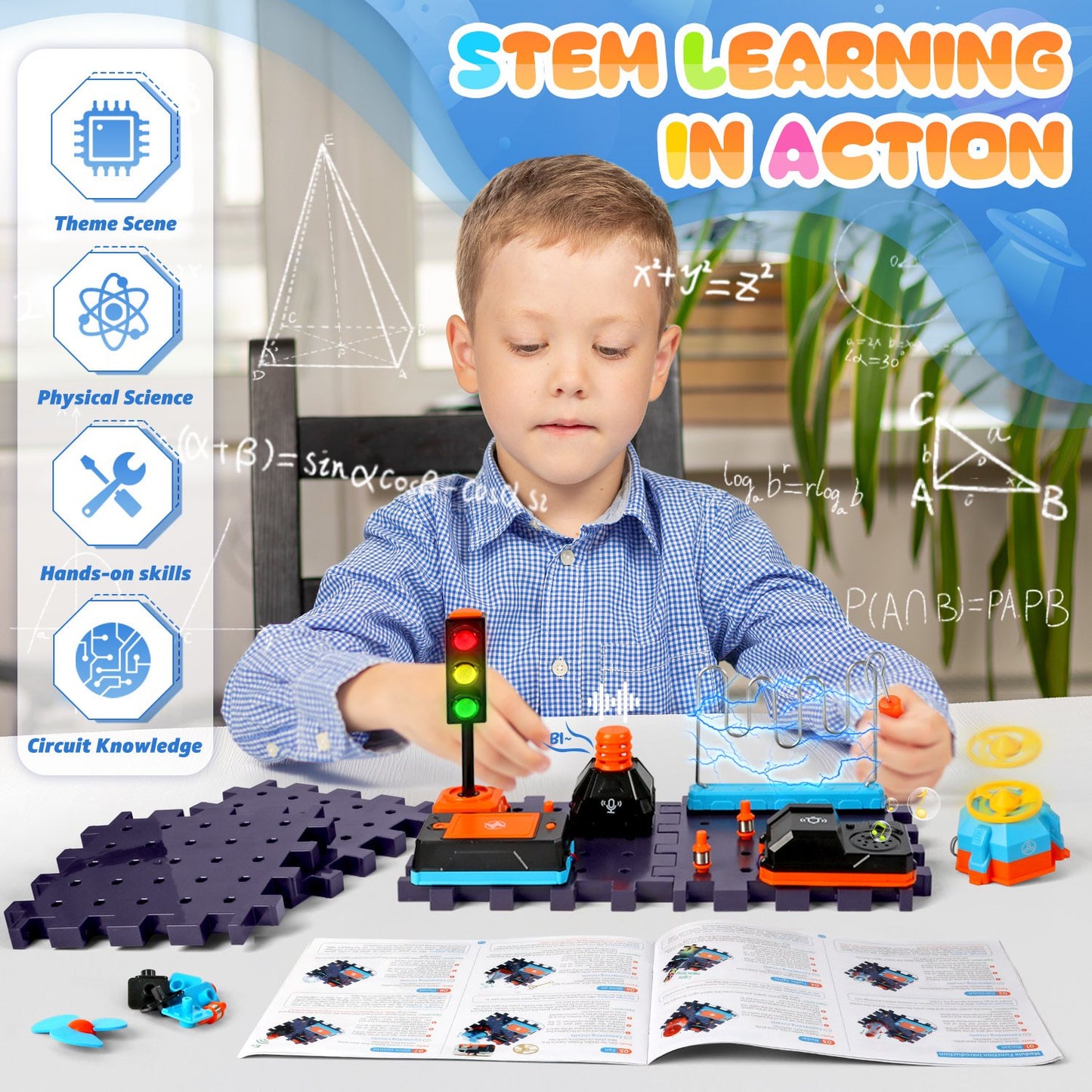 Electronic Circuits Kit for Kids 8-12, Electrical Board Engineering Set, Science Circuits Exploration Toys for Boys with 128 projects, STEM Kit Educational Toy Gifts for Kids Boys Girls Ages 4-8