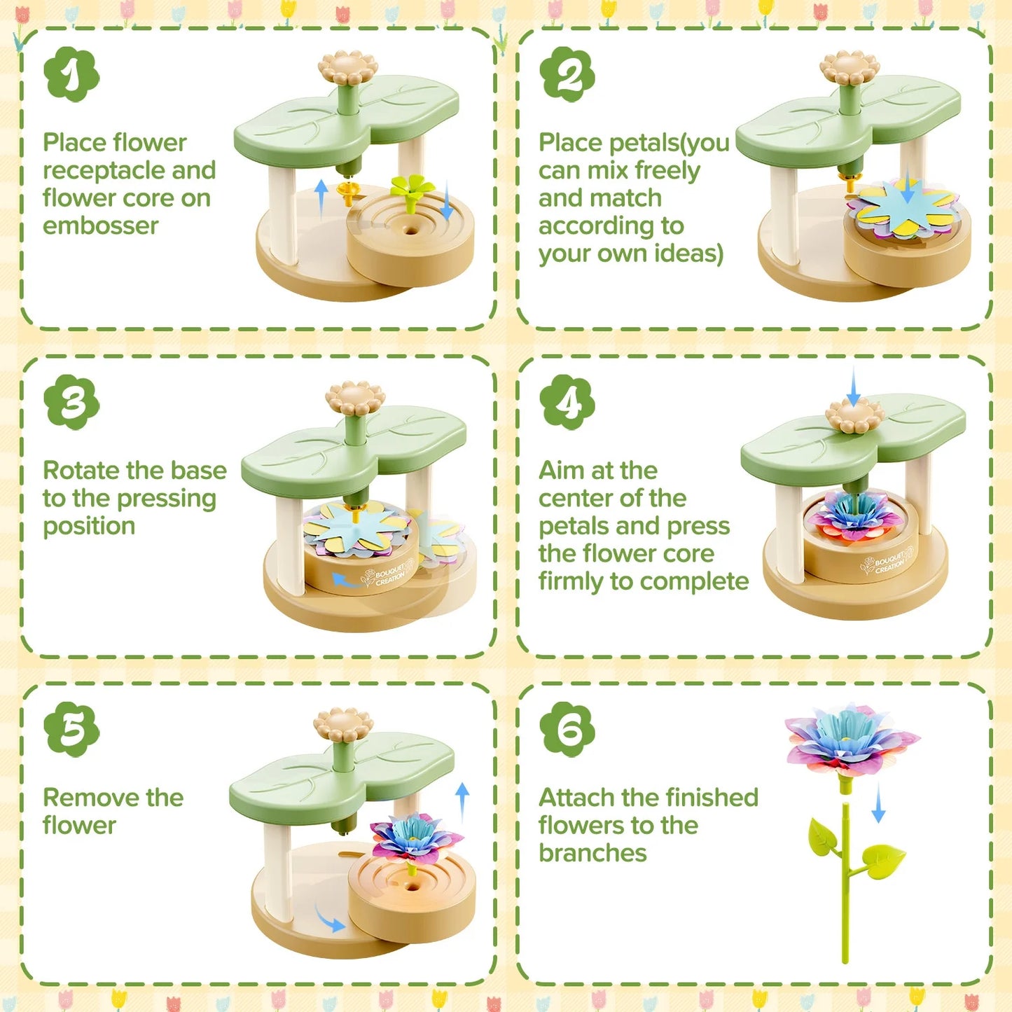 189PCS Flower Bouquets Toys, DIY Arts Crafts for Kids/Girls Ages 4-8 8-12, Fabric Flower Bouquet Kit, Educational Activity Kids Toys for 4 5 6 7 8 Year Old Toddler Girls Christmas Birthday Gift.