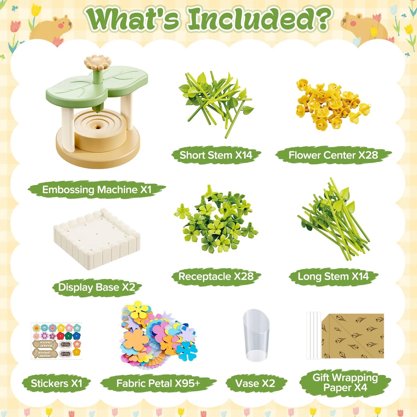 189PCS Flower Bouquets Toys, DIY Arts Crafts for Kids/Girls Ages 4-8 8-12, Fabric Flower Bouquet Kit, Educational Activity Kids Toys for 4 5 6 7 8 Year Old Toddler Girls Christmas Birthday Gift.