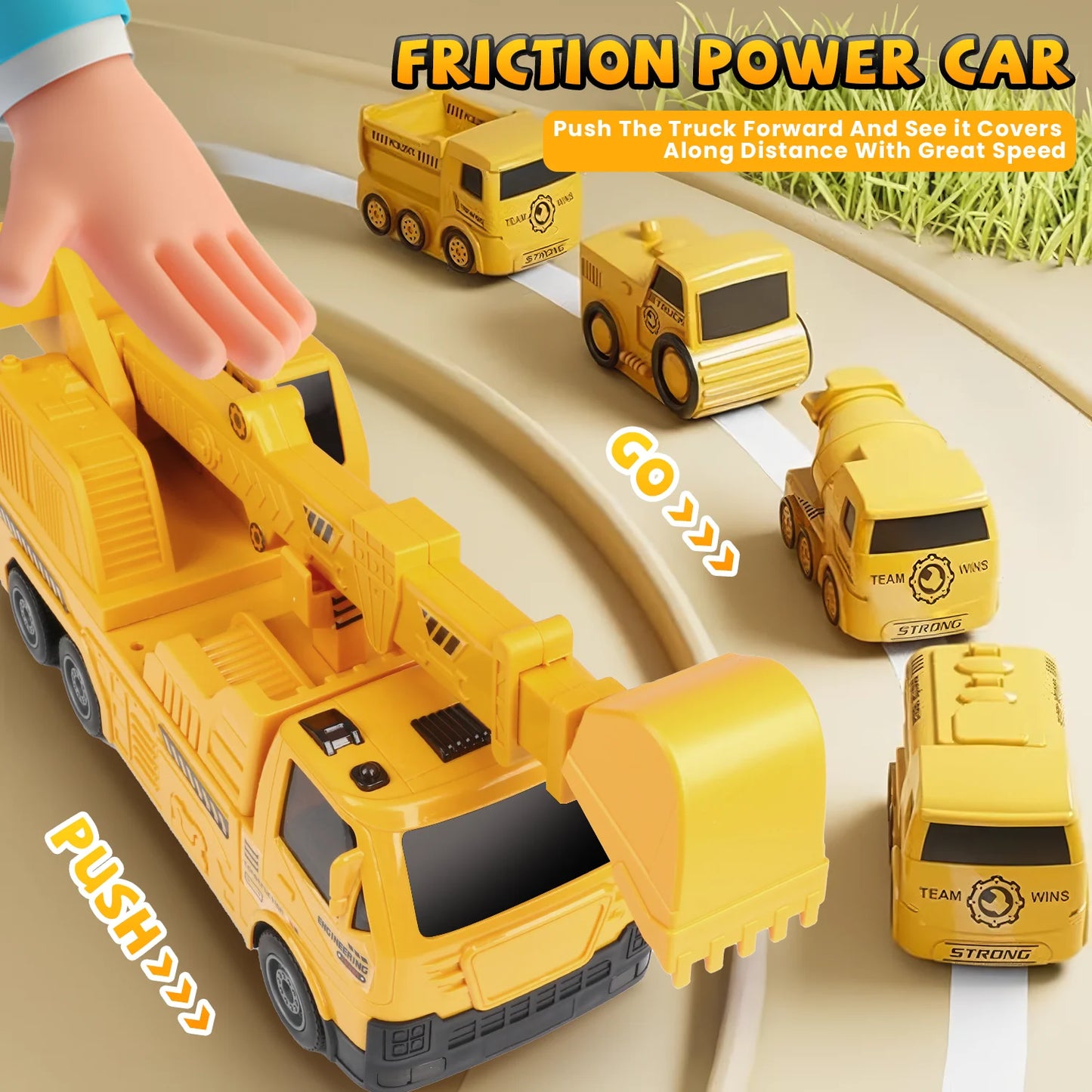 Construction Truck Toys for Boys 3-6 Years, Kids Excavator Crane Truck Toy W/Track, Sound & Light, Birthday & Christmas Gifts for 3 4 5 6 7 8 Years Old Boys Kids Toddlers