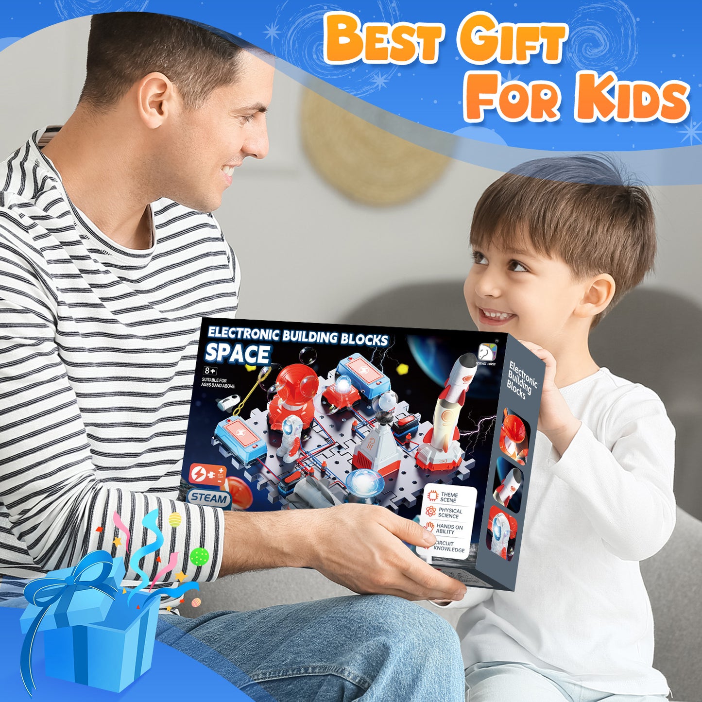Science Kits for Kids 8-12, Space Aerospace Experiment Set, STEM Electronics Exploration Kit with 128 Projects, 30 Circuit Parts, Educational Learning Toy Gifts for Kids Boys Girls Ages 5 - 7