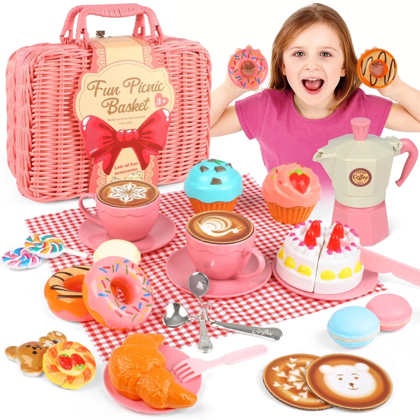 30PCS Toys for Girls Ages 3-6 Years, Tea Party Set for Little Girls Toys, Play Kitchen Toy Gifts for Kids, Christmas Birthday Gift for Toddlers Girls Age 3 4 5 6+