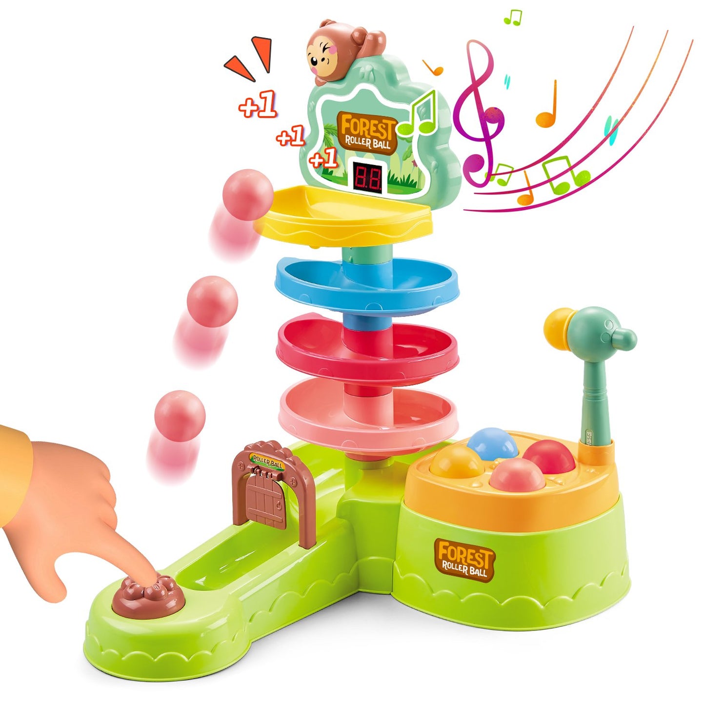 Ball Drop Toys for 1 Year Old, Toddlers Toys with Hammer Pound Balls, Shoot Balls Game, Scoring Game, Ball Drop Tower for 1 Year Boys Girls Toys Gift, Montessori Toys for Toddlers 1-3 Year Old