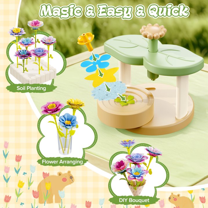 189PCS Flower Bouquets Toys, DIY Arts Crafts for Kids/Girls Ages 4-8 8-12, Fabric Flower Bouquet Kit, Educational Activity Kids Toys for 4 5 6 7 8 Year Old Toddler Girls Christmas Birthday Gift.