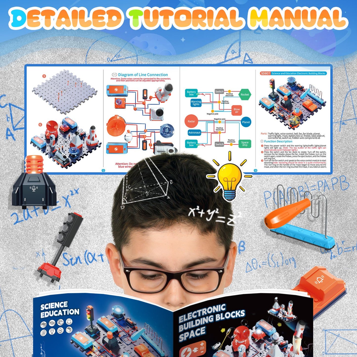Electronic Circuits Kit for Kids 8-12, Electrical Board Engineering Set, Science Circuits Exploration Toys for Boys with 128 projects, STEM Kit Educational Toy Gifts for Kids Boys Girls Ages 4-8