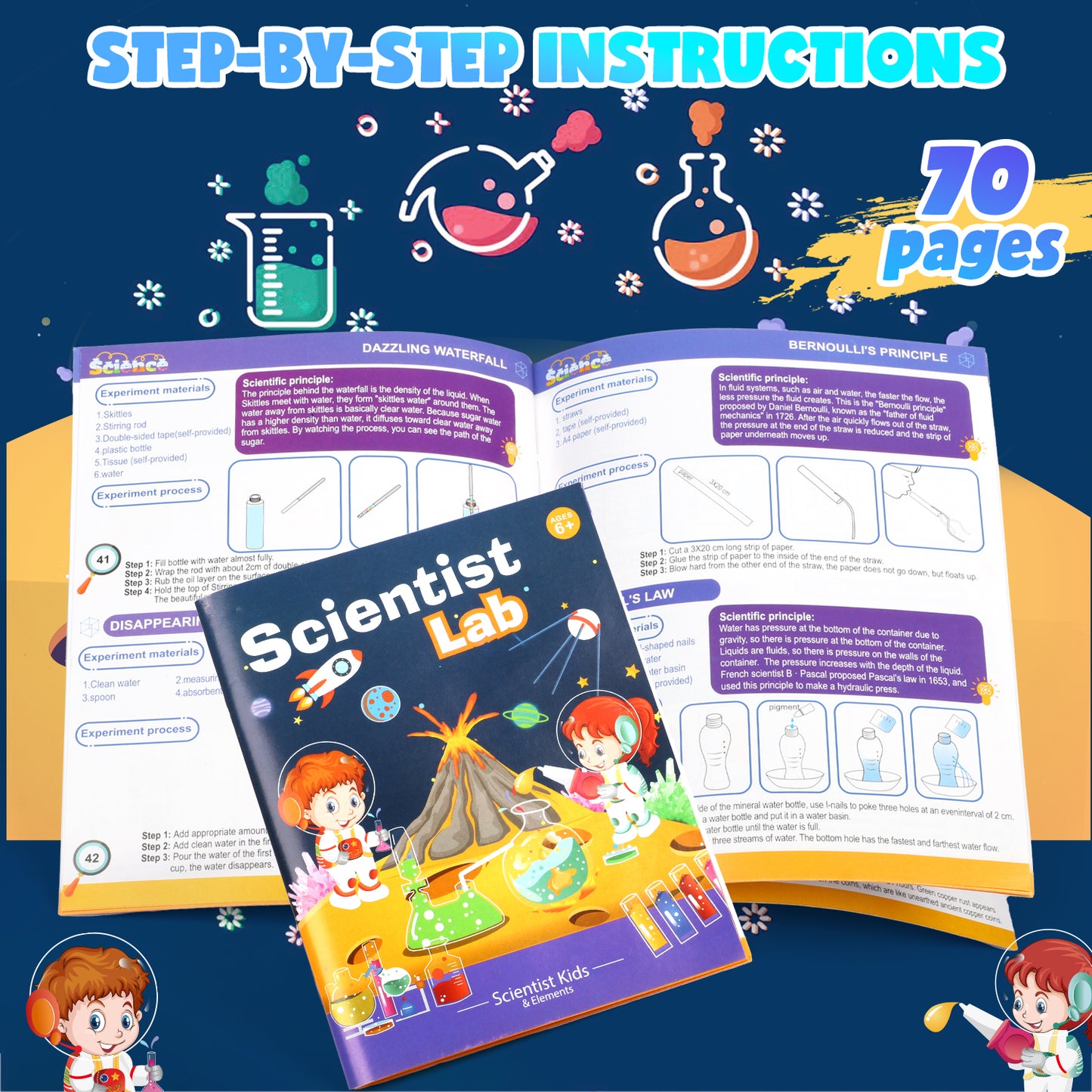 Science Kits for Kids age 8-12 5-7, 70 Science Experiments Set, Education Volcano Science Kit, STEM Toy Birthday Gift for Boys Girls