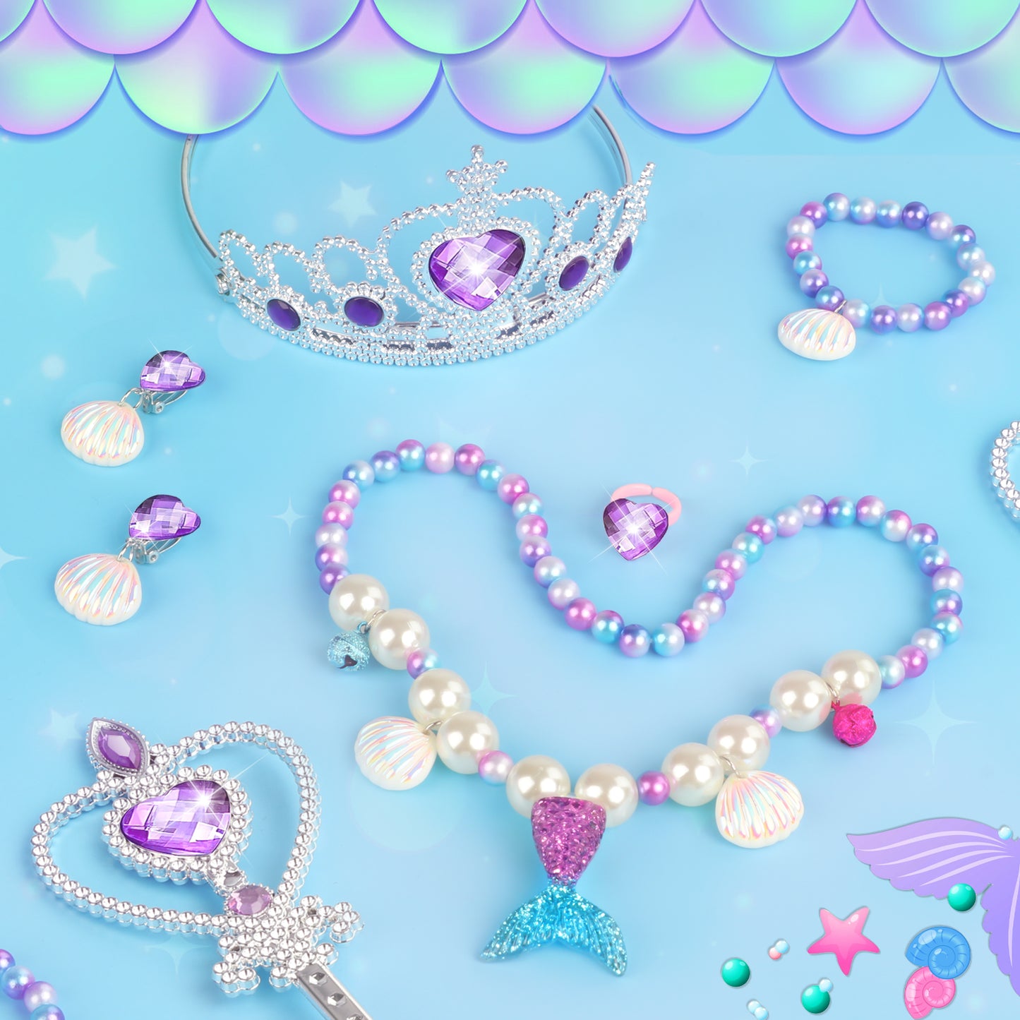 Princess Dress Up Toy for Little Girls, Include Jewelry, Shoes, Handbags And Multiple Princess Accessories, Gift for Girls Age 3-8