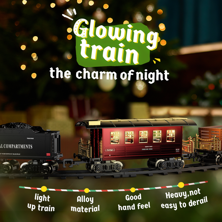 Electric Train Set Toy, Alloy Toddler Model Train Set with Smokes, Lights & Sound, Christmas Train Set with Steam Locomotive Engine, Educational Gift Toy Train for Boys Girls Age 2 3 4 5 6 Kids