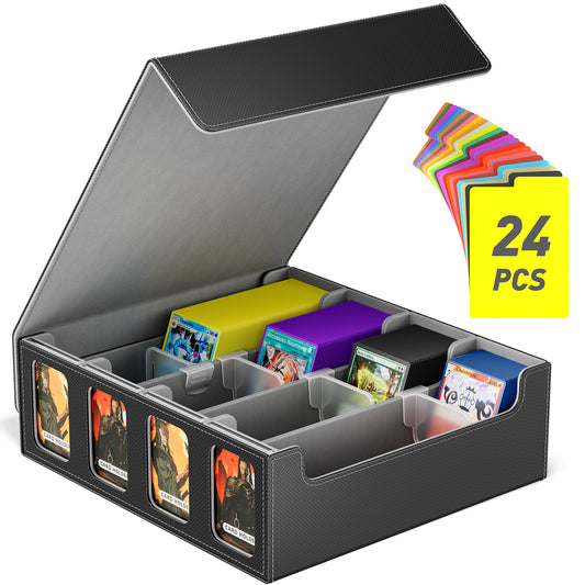 Trading Card Storage Box, 3200+ MTG Deck Box, Magnetic PU Leather Card Deck Box, Fits for TCG Magic Game Sports Cards (Grey)