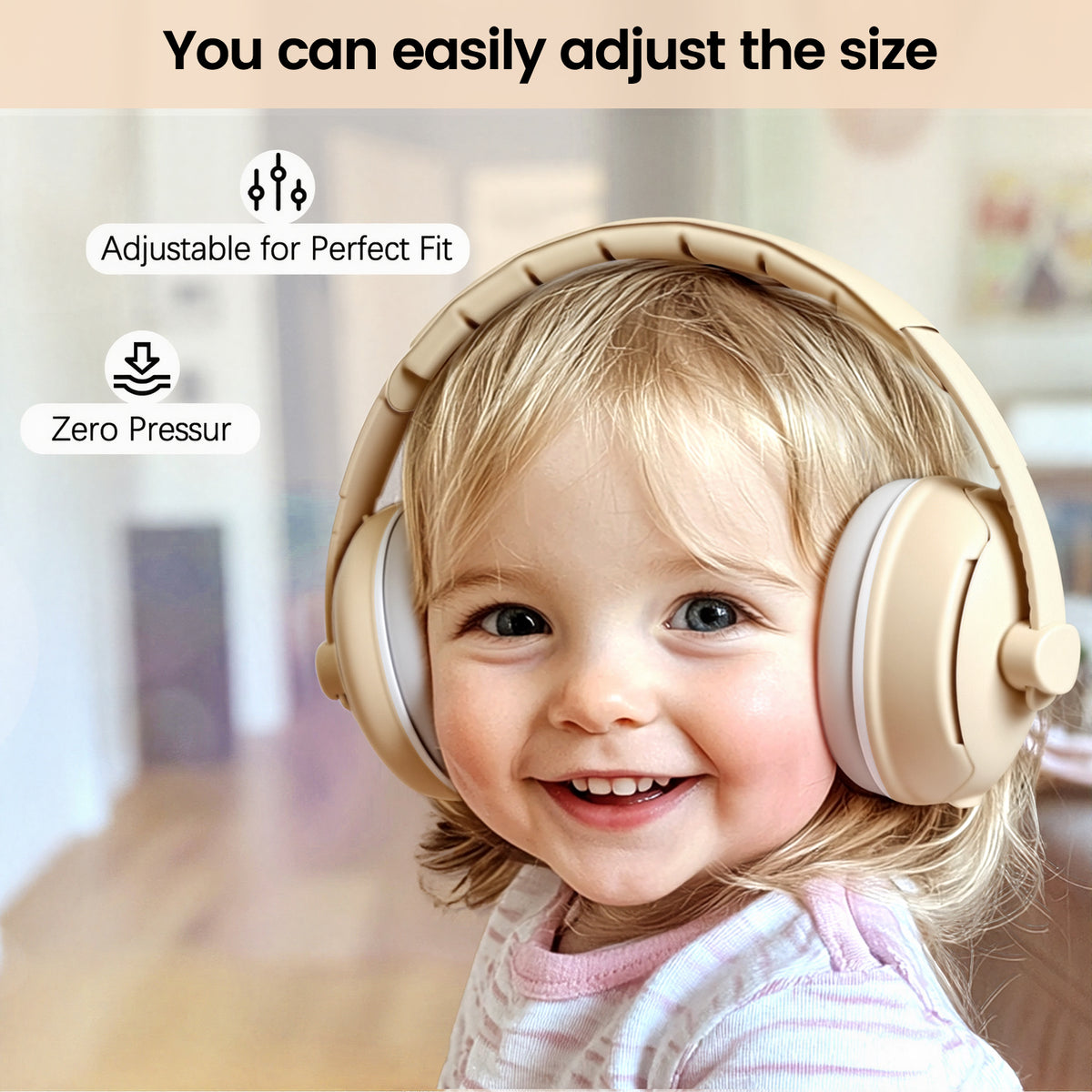 2-in-1 Baby Ear Muffs Noise Protection, Toddler Noise Canceling Headphones for Baby 0-36 Months, Infant Ear Protection for Sleep & Plane travel essentials, Adjustable Headband - Cream White