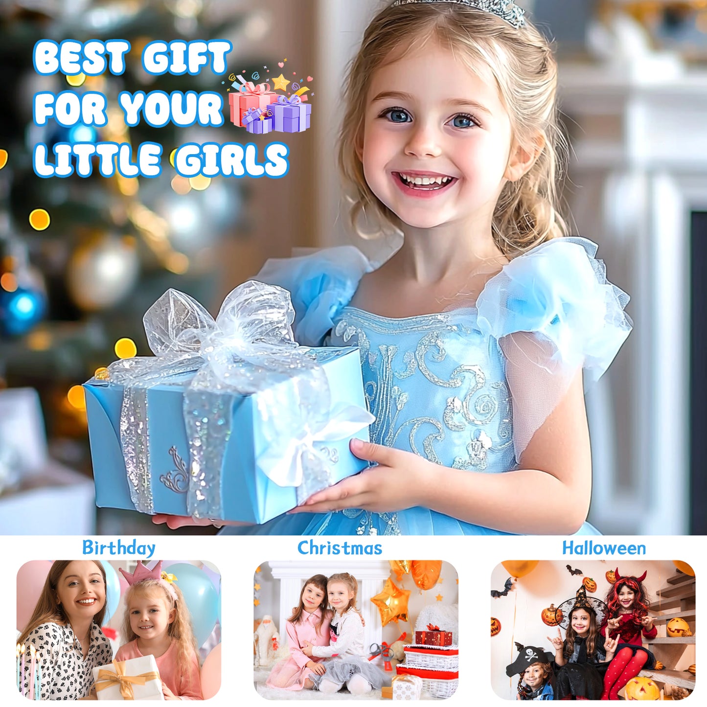 Kids Makeup Kit for Girl Gifts, Frozen Toys for Girls 3-6 years, 46PCS in 1 Makeup Toys Washable Little Girls Princess Make Up Toys for 4 5 6 7 8 9 Year Old Girl Birthday Gift (Blue)