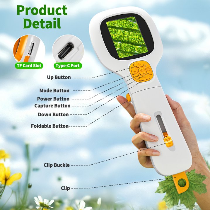 Microscope for Kids 8-12 , 2-in-1 Science Kit 100X-1000X Handheld and Fixed Kids Pocket Microscope, Portable Digital Microscope with LED, STEM Microscope Kit Toys Gifts for Boys Girls 5-7