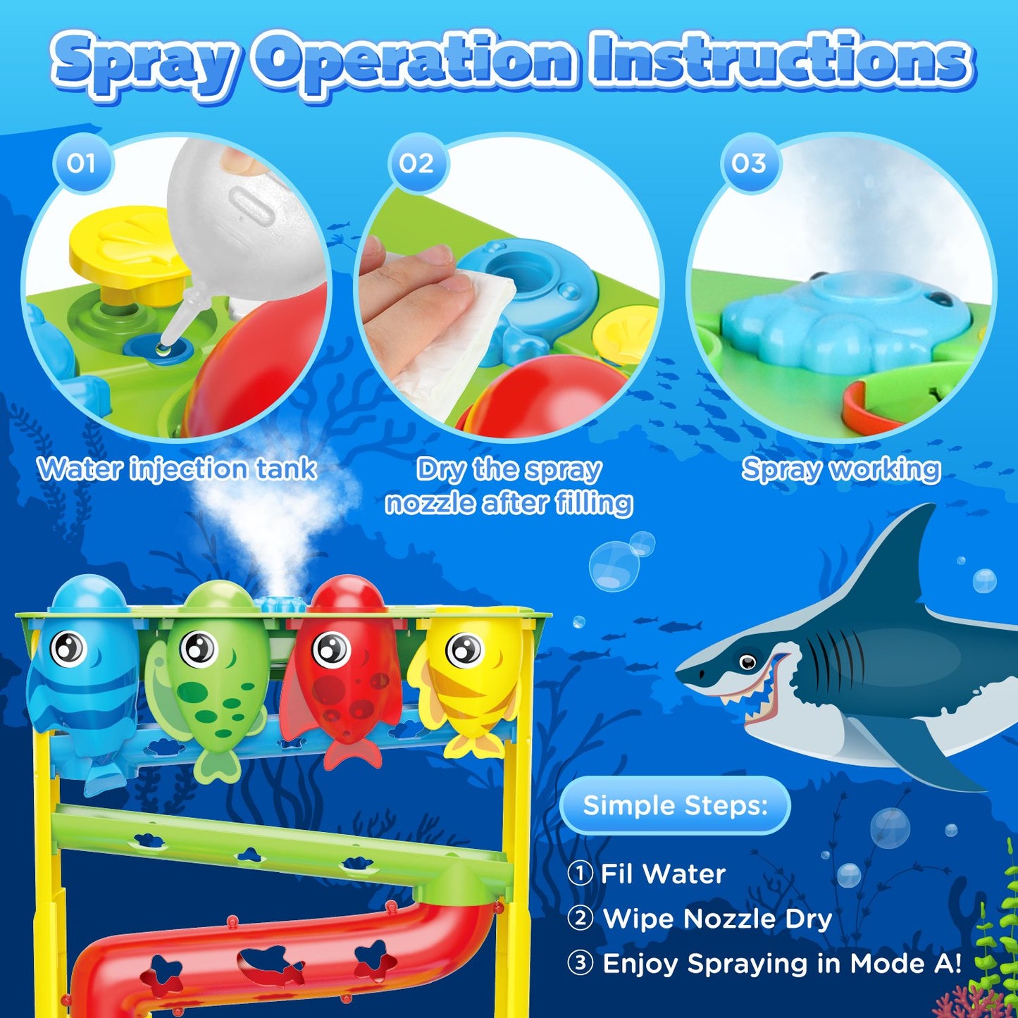 Ball Drop Toys for Toddlers 1-3, Stacking Toys Drop Ball Tower for Toddlers, Baby Fish Toy with Lighted Music Spraying, Interactive Baby & Toddler Toy, Gifts for Girl Boy Age 6-24 Months Old