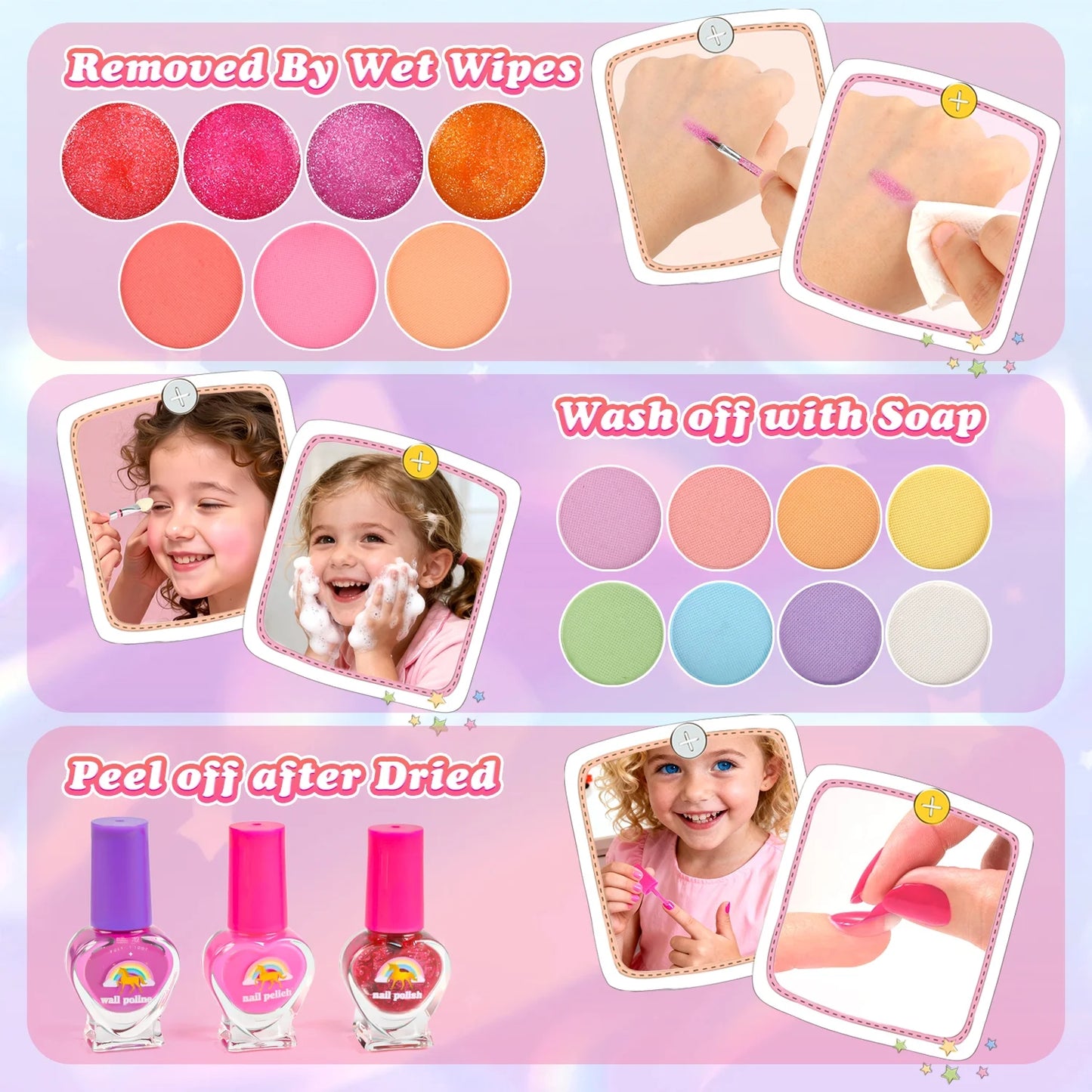 Kids Makeup Sets for Girls 5-8, Girls Toddlers Makeup Kit, Washable Makeup Toys with Mirror and Real Cosmetic for Kids, Little Girl Princess Toy Gift for Christmas Birthday Aged 3-12