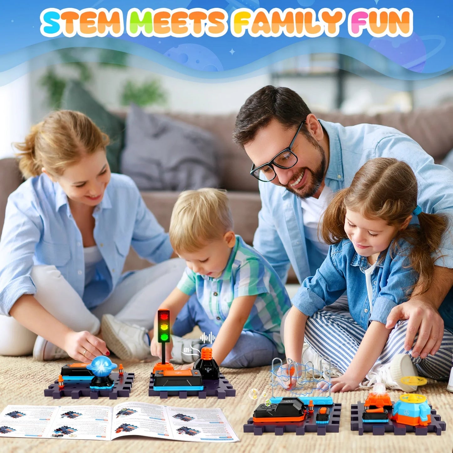 Electronic Circuits Kit for Kids 8-12, Electrical Board Engineering Set, Science Circuits Exploration Toys for Boys with 128 projects, STEM Kit Educational Toy Gifts for Kids Boys Girls Ages 4-8