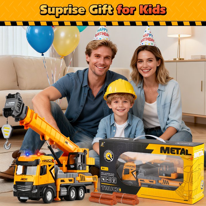 Kids Construction Toys for Boys 3-6, Crane Truck Toy for Toddlers, 29In Crane Arm Alloy Engineering Vehicles with Light & Sound, Crane Model Toy Birthday Gift for 4-7 Years Old Boys Kids.
