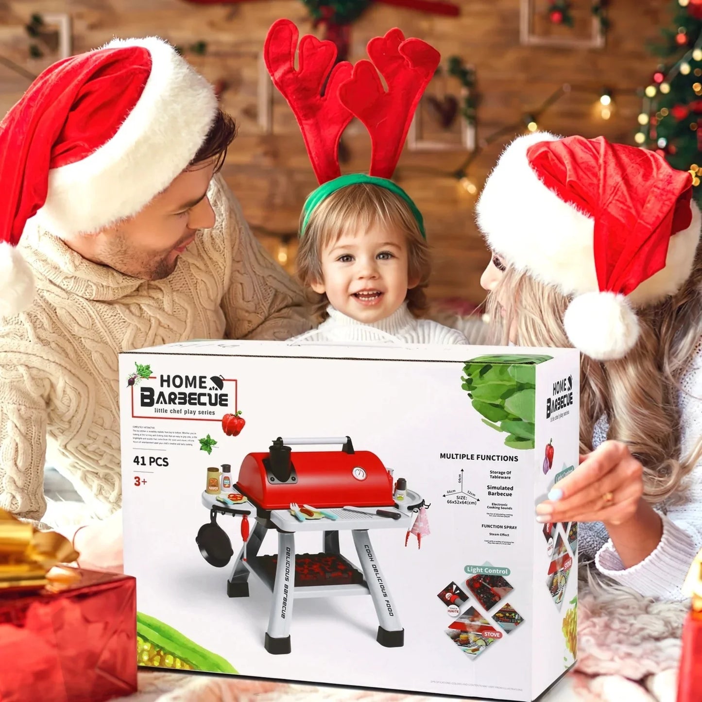 41Pcs Kids BBQ Grill Playset, Toddlers Pretend Play Food Toys, Kids Kitchen Play Set Outdoor Toy Grill, Toy Barbecue for Kids Toddlers Age 2 3 4 5 6 Years Old, Boys Girls Christmas Birthday Gift.
