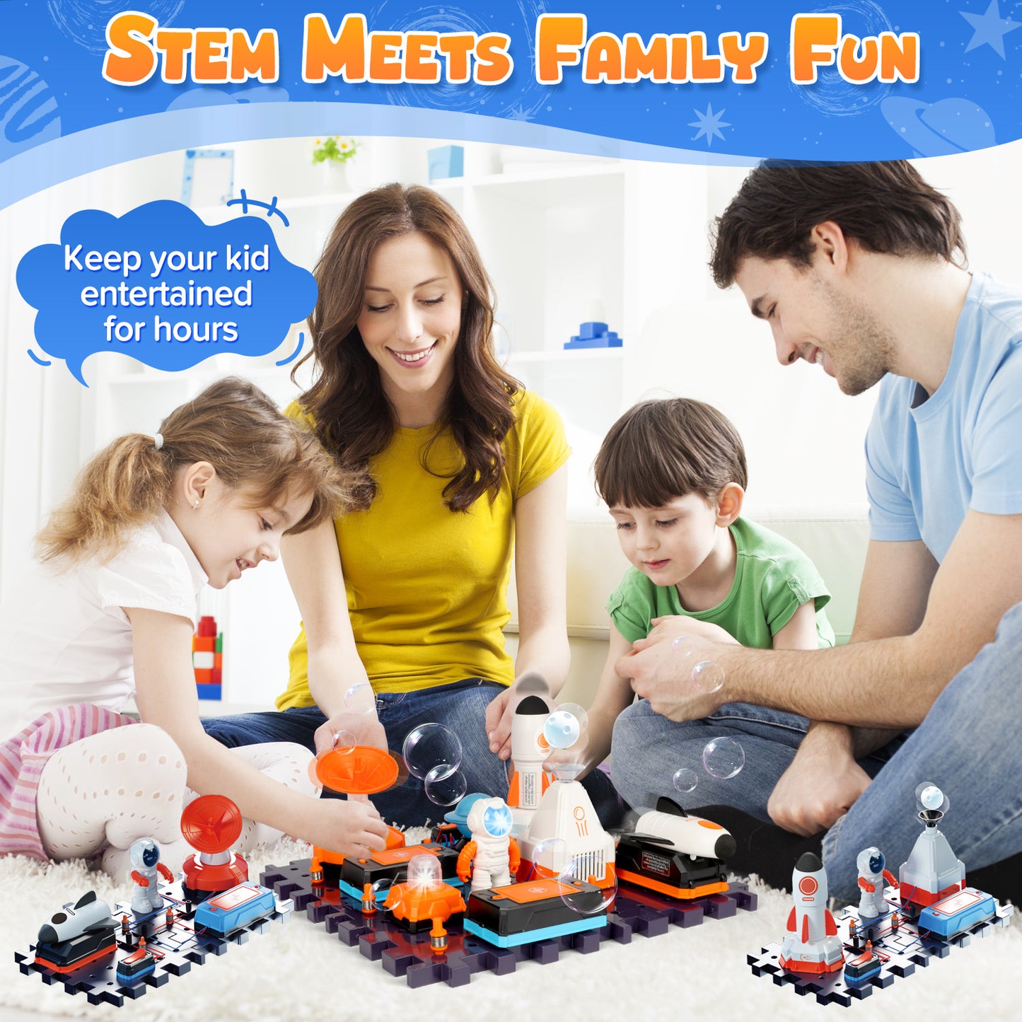 Science Kits for Kids 8-12, Space Aerospace Experiment Set, STEM Electronics Exploration Kit with 128 Projects, 30 Circuit Parts, Educational Learning Toy Gifts for Kids Boys Girls Ages 5 - 7