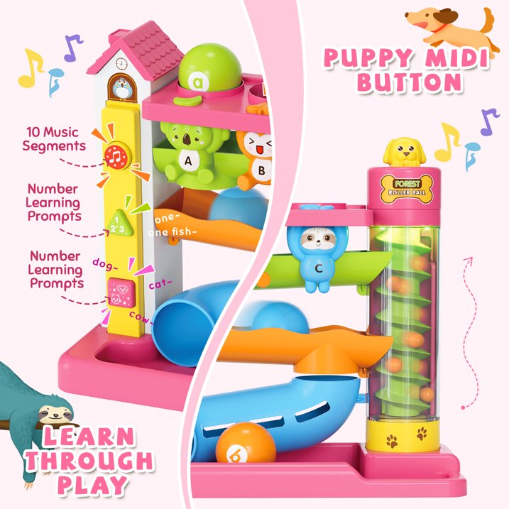 Ball Drop Toys for 1 Year Old, Hammer Ball Track Toy for Toddler 1 2 3, Drop Ball Baby Toy with Light Music, Montessori Learning Toys, Birthday Gifts for Girls Boys Age 6-12-18 Months Old