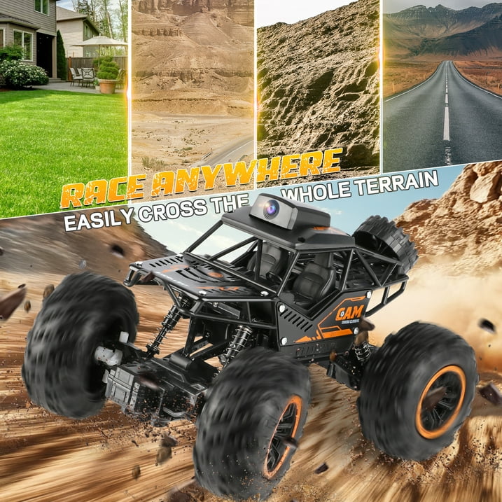 RC Car Toys for Boys, 1:18 Remote Control Car with 1080P HD Camera, 4WD RC Monster Truck, 2.4 Ghz Alloy Car Toy for Kids Boys Teens Adults Birthday Christmas Gifts, Black