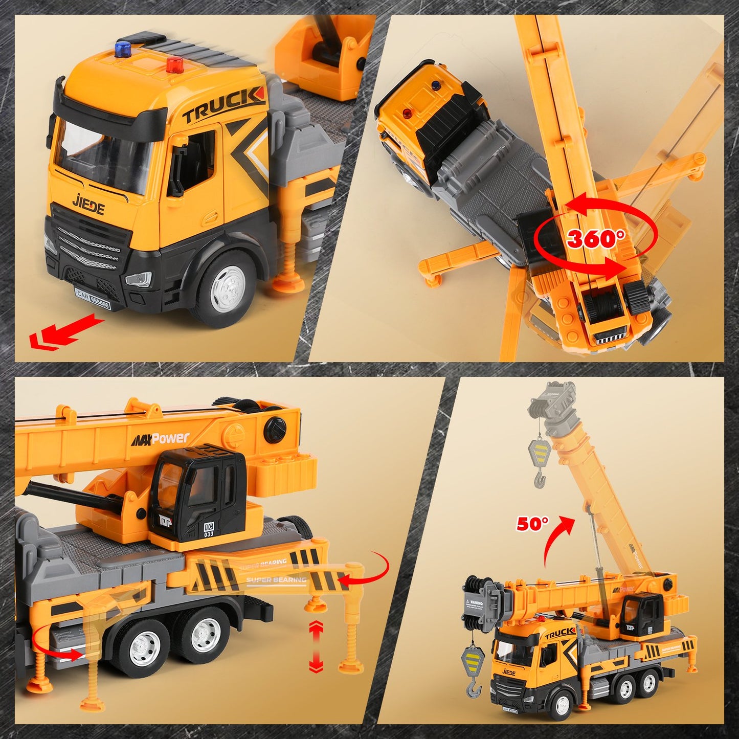 Kids Construction Toys for Boys 3-6, Crane Truck Toy for Toddlers, 29In Crane Arm Alloy Engineering Vehicles with Light & Sound, Crane Model Toy Birthday Gift for 4-7 Years Old Boys Kids.
