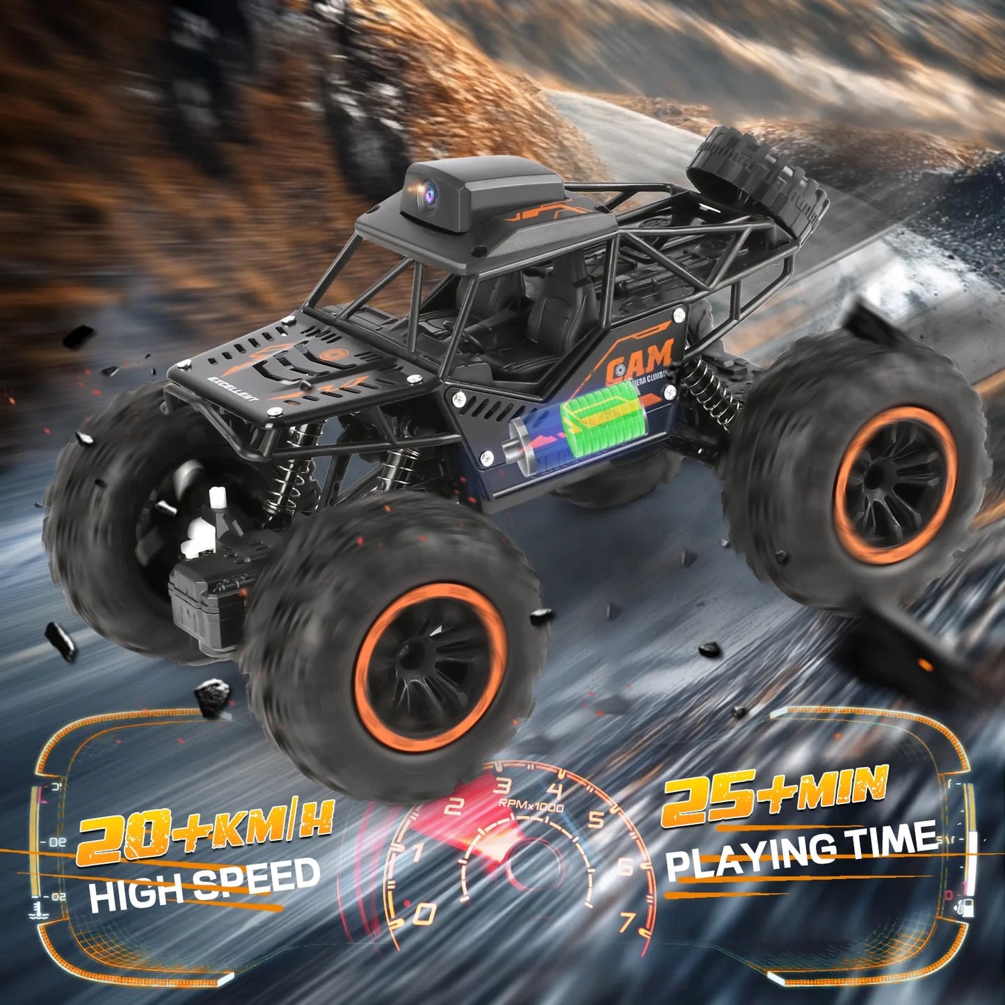 RC Car Toys for Boys, 1:18 Remote Control Car with 1080P HD Camera, 4WD RC Monster Truck, 2.4 Ghz Alloy Car Toy for Kids Boys Teens Adults Birthday Christmas Gifts, Black