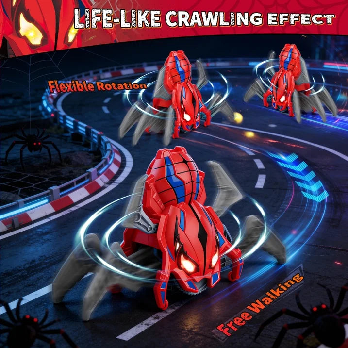 Remote Control Car for Boys 4-7, 2.4G Spider RC Car Toy with Led Lights & Realistic Moving Legs, Rechargeable Crawling Car, Birthday Gift Toys for Boys Kids Aged 8-12