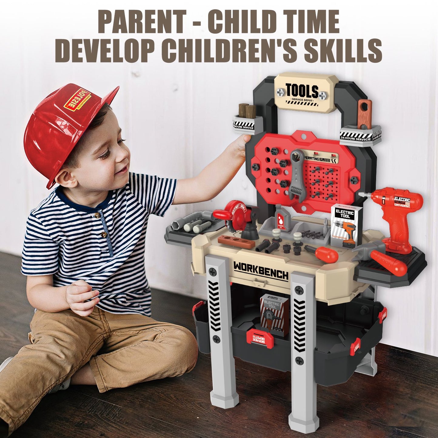 Toddler Tool Set for 2 3 4 Years, 78pcs Kids Tool Bench with Realistic Tools, 2 in 1 Toy Toolkit for Birthday Gifts for Toddlers/Boys 3-6 Years Old