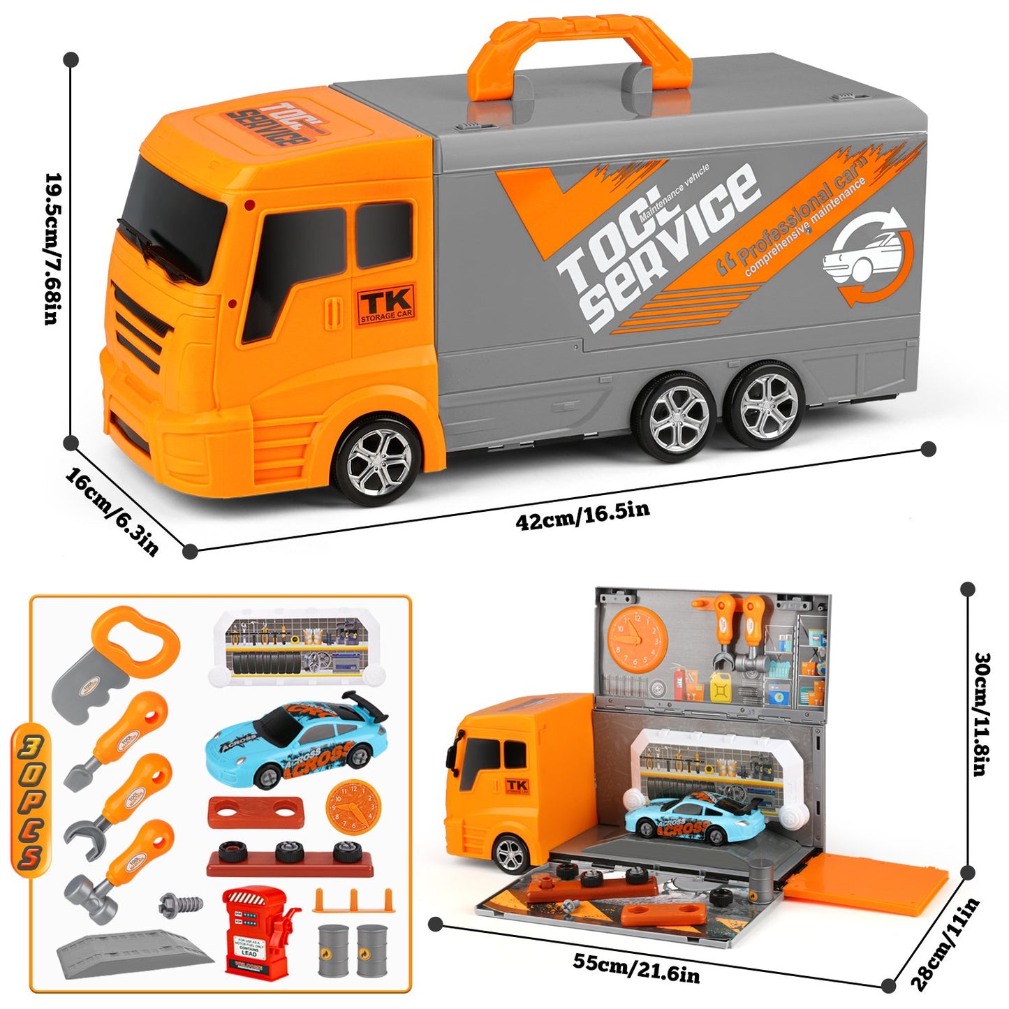 Mechanic Truck Kit Toys for Kids, 36PCS Mobile Car Service Set Toys with Engine Repair Tools , Birthday Gift for Boys/Kids Age 3 4 5 6 Years Old