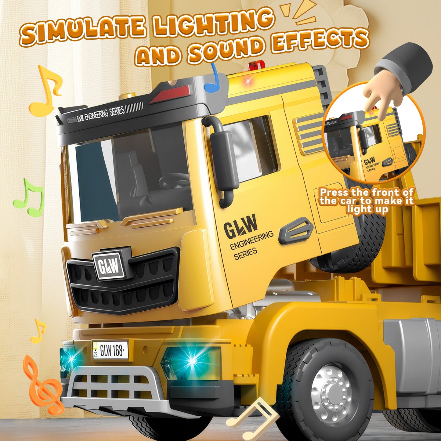 Construction Vehicles Boys Toy Playsets, Construction Truck with Excavator Toy & Bulldozer Toy, Sounds and Lights, Kids Birthday & Christmas Gifts for 3 4 5 6 Years Old Boys