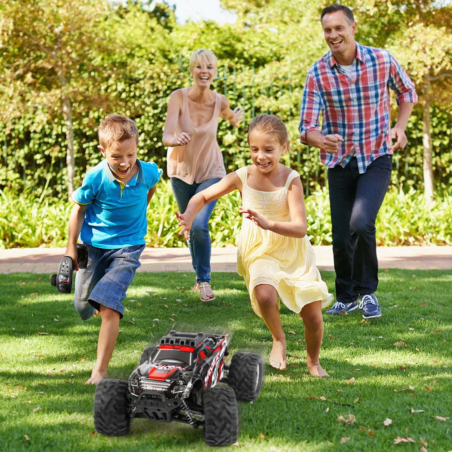 Remote Control Car, 1:16 High Speed 30+ MPH RC Cars, 4WD off Road RC Truck 2 Batteries, Gifts for Boys and Adults, Red