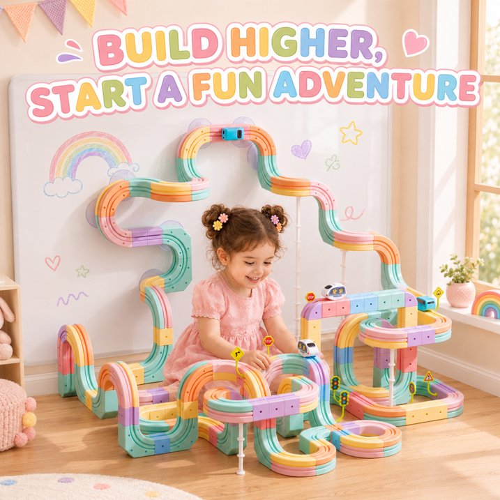 134PCS Electric Train Set for Kids, Gravity-Defying 3D Train Track Set, Flexible Snap-On Race Car Track, STEM Building Train Toy Birthday Gifts for Boys Girls 3 4 5 6 7 8