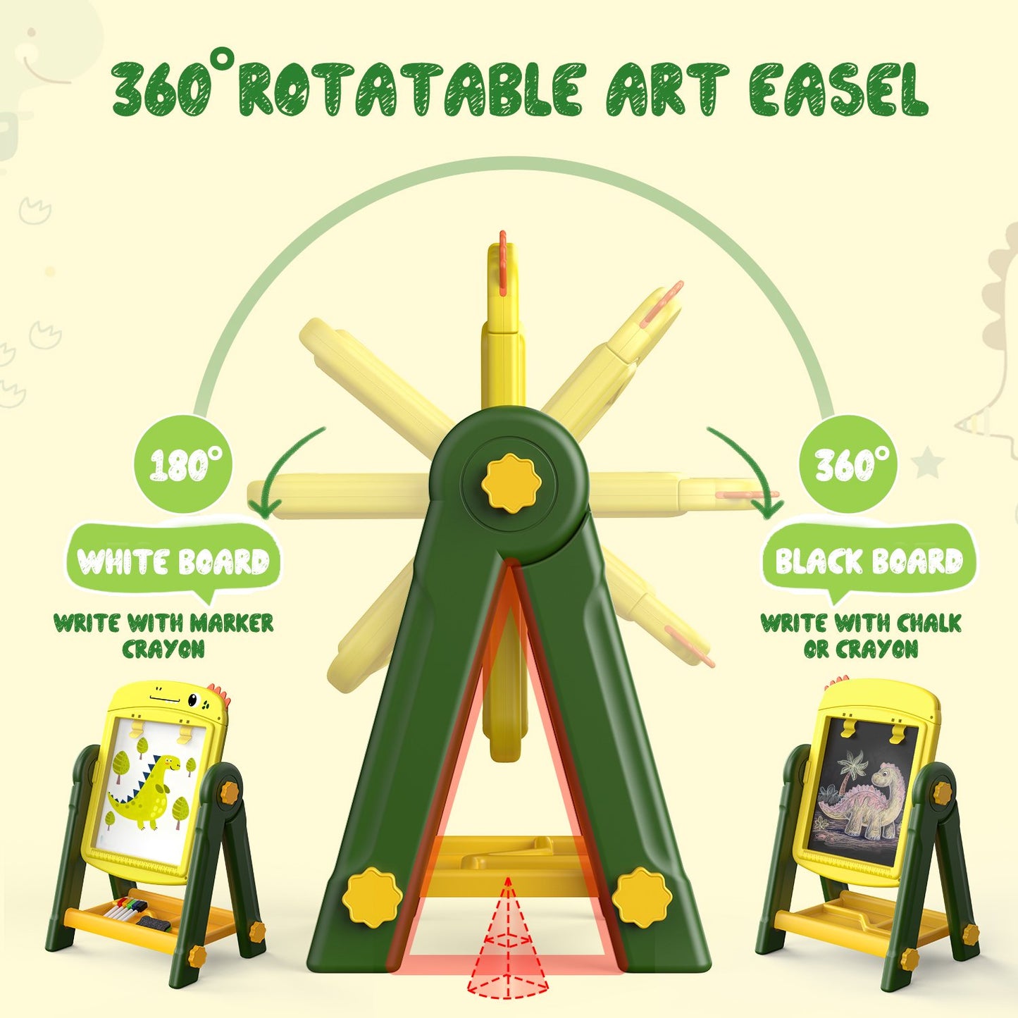 Easel for Kids, Kids Art Easel for Toddlers Age 2-4, Standing Double Sided Magnetic Drawing Board with Chalkboard Whiteboard, Christmas Birthday Gift for Boys Girls 2 3 4 5 Years Old
