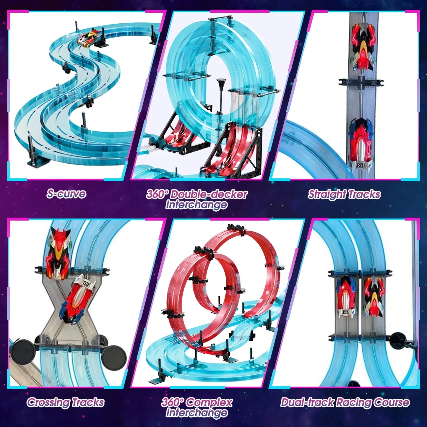Race Track Set with 2 Slot Car, Boys Toys Ages 6-8-12, Remote Control Electric Racing Car for Kids, Circular Overpass Tracks Car Toy Birthday Christmas Gift for Girls Boys Age 8-12.