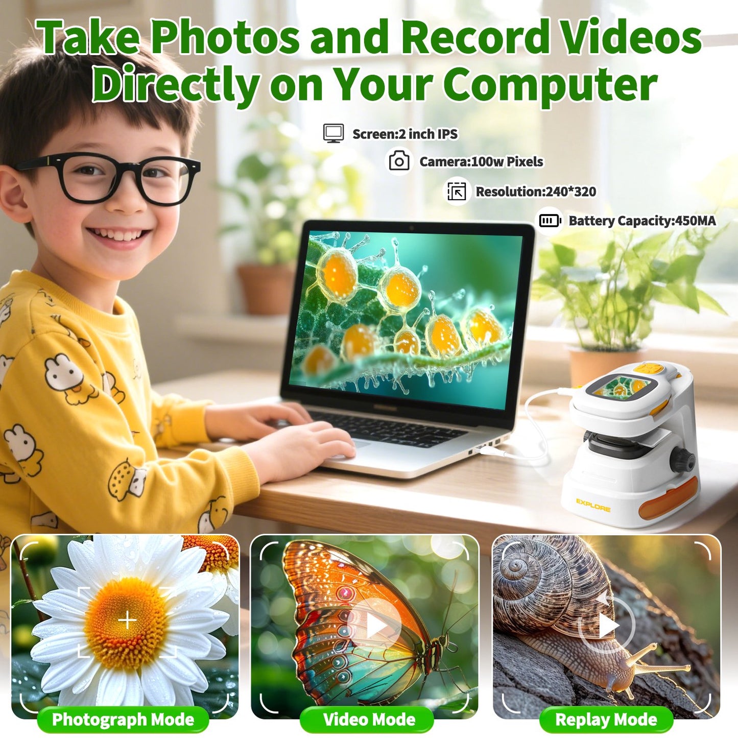 Microscope for Kids 8-12 , 2-in-1 Science Kit 100X-1000X Handheld and Fixed Kids Pocket Microscope, Portable Digital Microscope with LED, STEM Microscope Kit Toys Gifts for Boys Girls 5-7