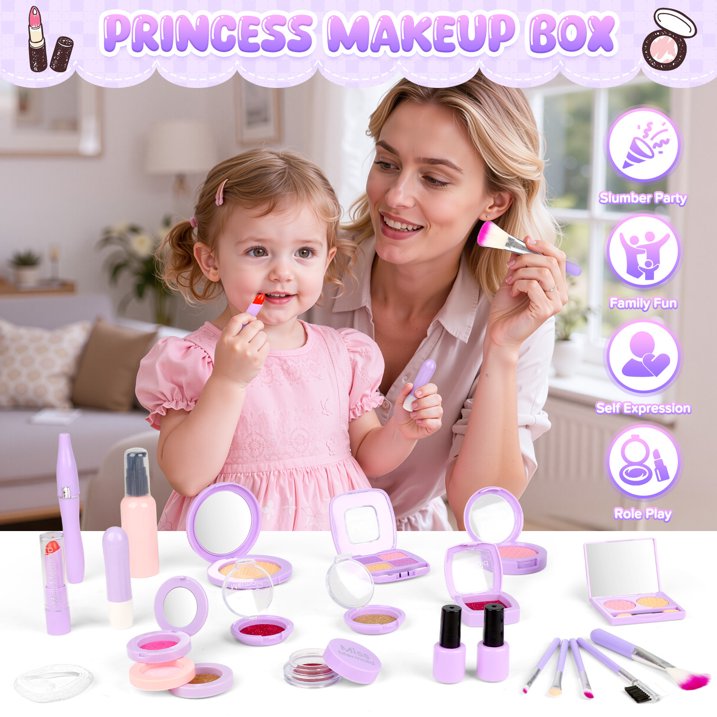 Kids Makeup Kit for Girl Gifts, Kids Makeup Sets for Girls 5-8, Toddler Girl Makeup Toys with Mirror, Children Princess Toy Real Makeup Set Christmas Birthday Gift for Little Girl Age 3-12