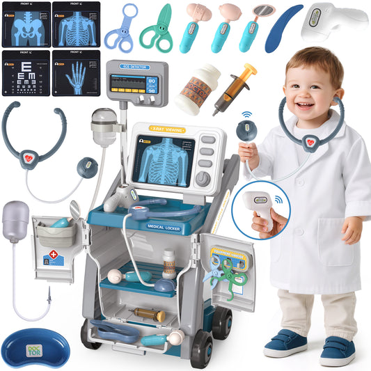 Doctor Kit for Toddlers 3-5, Kids Doctors Play Set, Role Play Doctor Toy Kit for Kids, Pretend Play Doctor Dentist Cart Toys for Boys Girls, Christmas Birthday Gift for Toddlers Ages 2 3 4 5.