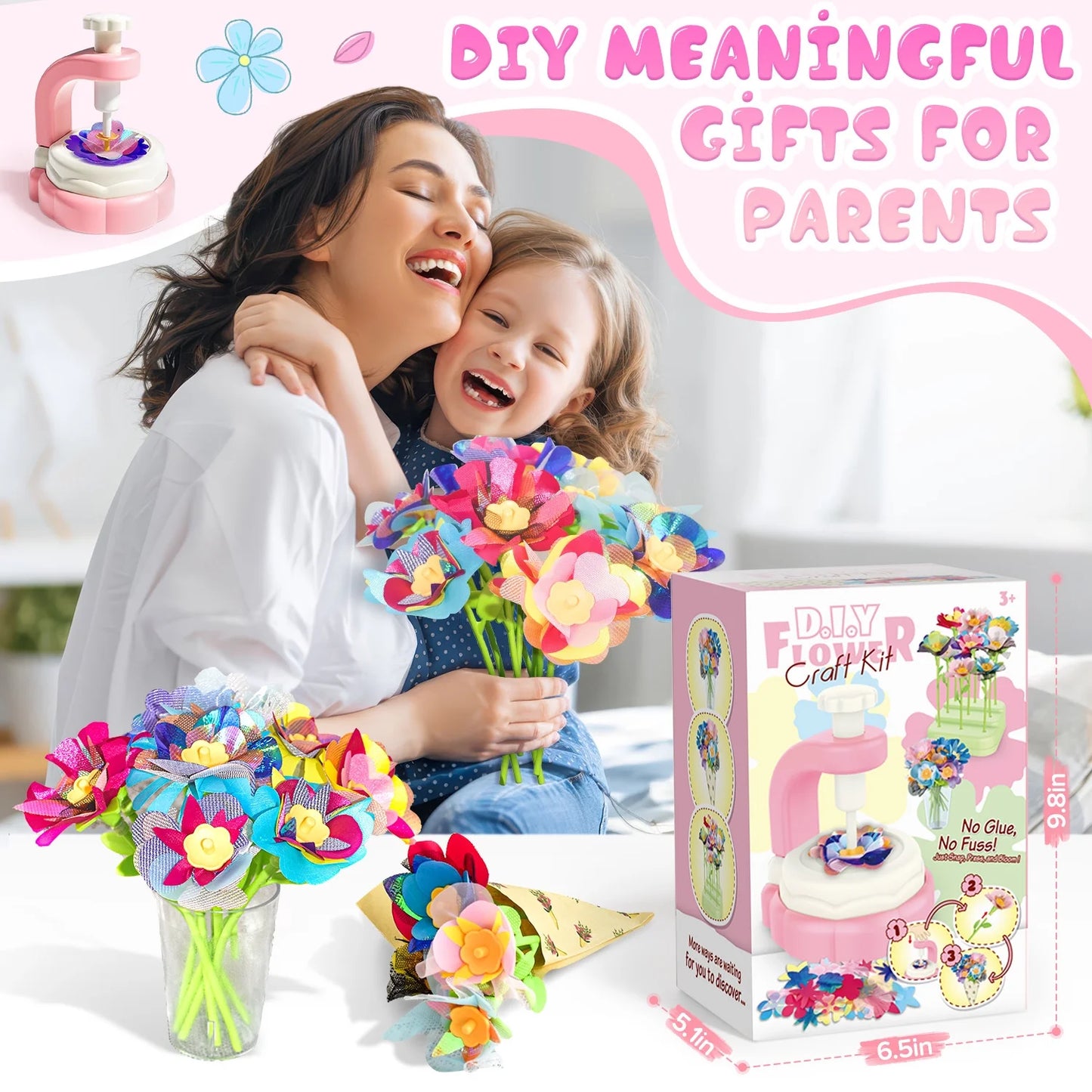 Flower Bouquet Kit for Girls 8-12 , DIY Flower Arts Crafts Kids Toys, Make Your Own Flower Kits, Educational Activity Birthday gifts for Girls/Kids 4 5 6 7 8 9 Years Old